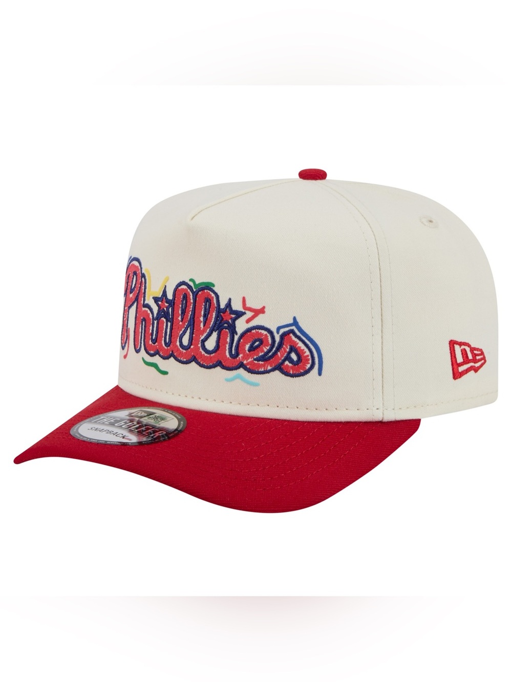 New Era Phillies Cream Crown Red Visor Snapback Hat